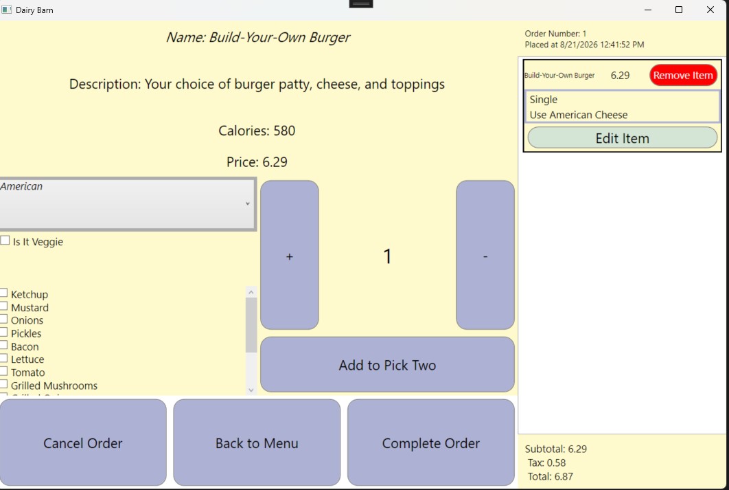 DairyBarn project screenshot
